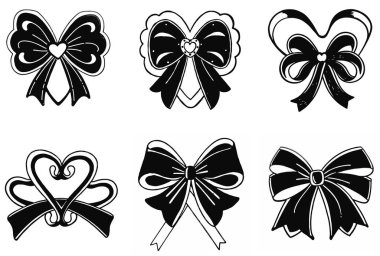 Sevgililer Günü 'nü bu zarif kurdele kalplerle vektör çizgisi sanat tarzıyla kutlayın. Romantik tasarımlar, kartlar ya da dekorlar için mükemmel. Bu güzel sanat eserleri temiz beyaz arka planda karmaşık detaylar içeriyor.