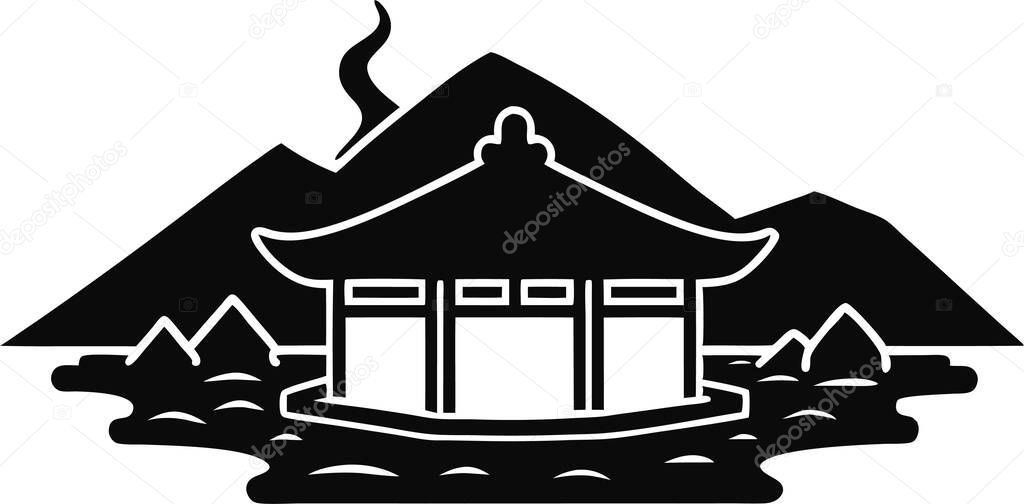 Japanese onsen hot spring mark illustration art