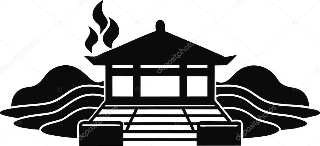 Japanese onsen hot spring mark illustration