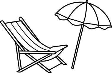 siyah beyaz resim plaj sandalyesi tasarımı. Bu düzenlenebilir ve yazdırılabilir bir vektör eps dosyası.
