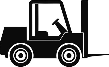  Beyaz arkaplanda siyah forklift kamyon vektör simgesi. Bu düzenlenebilir ve yazdırılabilir bir vektör ep dosyası.
