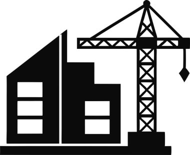 Vinç binası simgesi. Bu düzenlenebilir ve yazdırılabilir bir dosya..