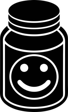  Antidepresan hap şişesi ve mutlu bir gülümseme. Bu düzenlenebilir ve yazdırılabilir bir vektör eps dosyası.