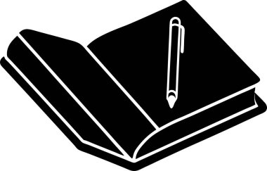 Çalışma için kalem simgesi olan kitap. Bu düzenlenebilir ve yazdırılabilir bir vektör dosyası.