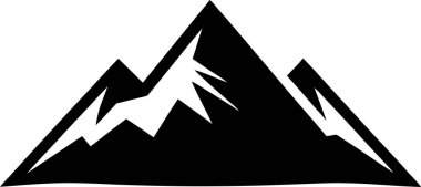  Katı beyaz arkaplanda dağ silueti simgesi. Bu düzenlenebilir ve yazdırılabilir bir vektör dosyası. 