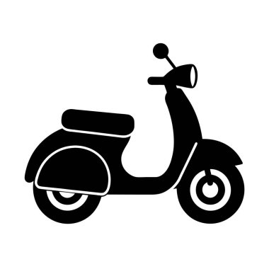 karikatür stili-retro-moped-simge-üstüne-beyaz