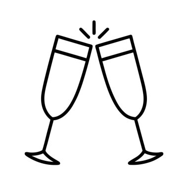  karikatür tarzı şampanya, kadeh kaldırma ikonu..