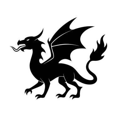 Ortaçağ tarzı ayakta duran ejderha silueti soluyan