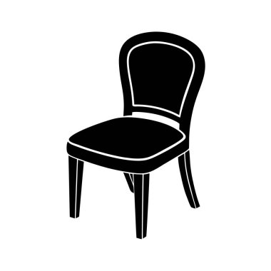  karikatür stili sandalye simgesi beyaz üstüne beyaz içerir