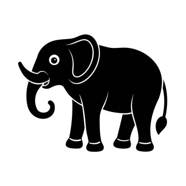 karikatür stili fil ikonu beyaz üstüne beyaz içerir