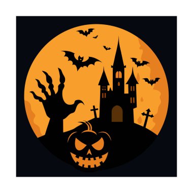 halloween-poster-featuring-pumpkins--skeletal-hand