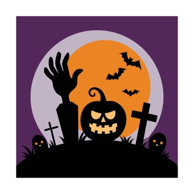 halloween-poster-with-pumpkins--broken-tombstones