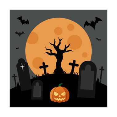 halloween-poster-with-pumpkins--broken-tombstones