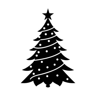 Klasik, yeşil, parlayan Noel ağacı.