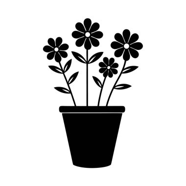 Şirin, küçük, çiçekli saksı.