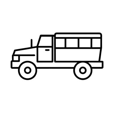 El çizimi, askeri kamyon ikonu, taslak...