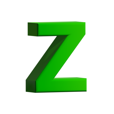 Beyaz arkaplanda üç boyutlu renkli İngilizce harfler.