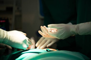 Kardiyoloji profesörü ve ameliyat odasında kalp nakli yapılan bir grup doktor.