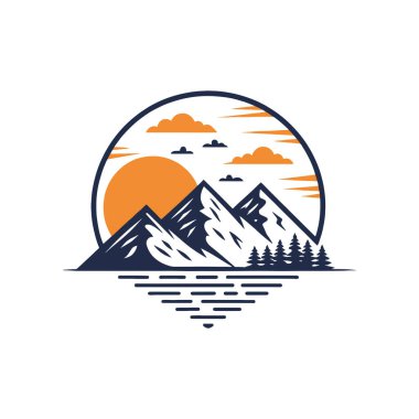 gün batımı logosu siluet vektör çizgisi sanat logosu tasarımı