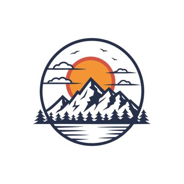 gün batımı logosu siluet vektör çizgisi sanat logosu tasarımı