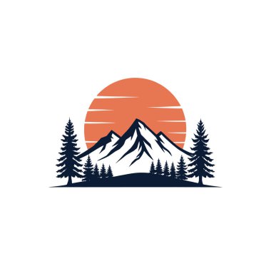 Gün batımı silueti logo vektör çizgisi sanat logosu tasarımı
