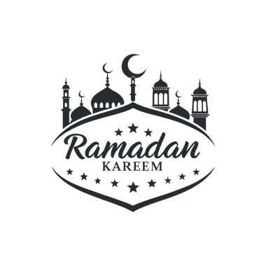 raamadan kareem siluet logo vektör çizgisi sanat logosu tasarımı