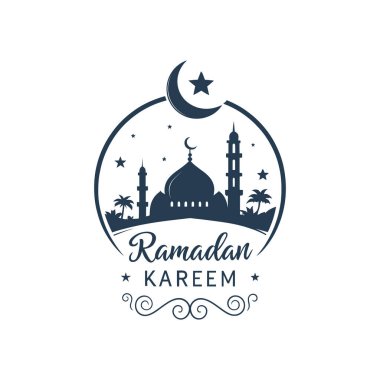 raamadan kareem siluet logo vektör çizgisi sanat logosu tasarımı