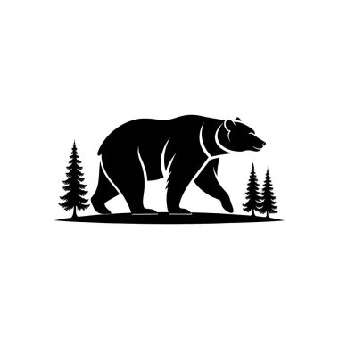 Ayı silueti logo vektör çizgisi sanat logosu tasarımı