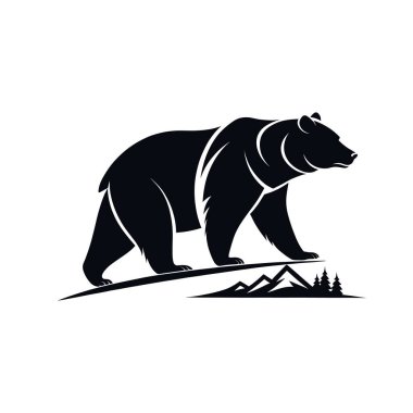 Ayı silueti logo vektör çizgisi sanat logosu tasarımı