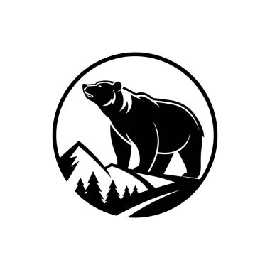 Ayı silueti logo vektör çizgisi sanat logosu tasarımı