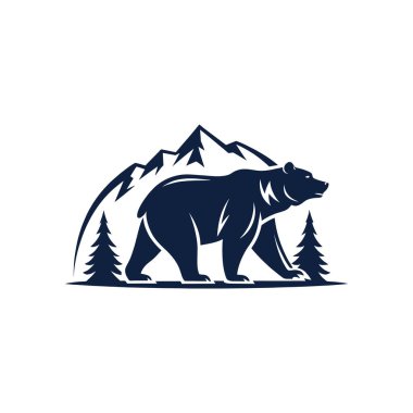 Ayı silueti logo vektör çizgisi sanat logosu tasarımı