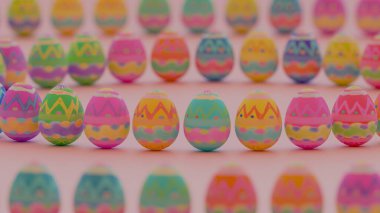 Large collection of patterned Easter eggs in a spiral formation clipart