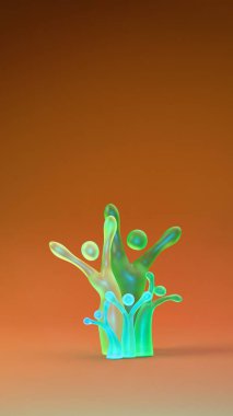 Soyut insan benzeri figürler bir ağaç şeklinde dizilmiş, çeşitli aile veya topluluk bağlantılarını temsil eden, yumuşak ortam ışıklandırmasıyla düzgün bir gradyan yüzey üzerinde duran