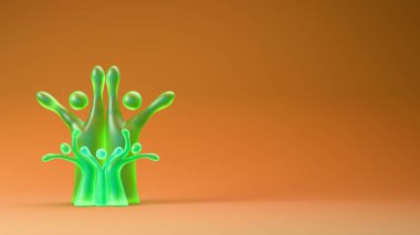 Soyut insan benzeri figürler bir ağaç şeklinde dizilmiş, çeşitli aile veya topluluk bağlantılarını temsil eden, yumuşak ortam ışıklandırmasıyla düzgün bir gradyan yüzey üzerinde duran