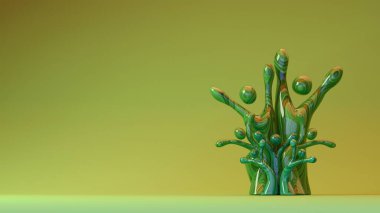 Soyut insan benzeri figürler bir ağaç şeklinde dizilmiş, çeşitli aile veya topluluk bağlantılarını temsil eden, yumuşak ortam ışıklandırmasıyla düzgün bir gradyan yüzey üzerinde duran