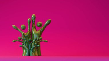 Soyut insan benzeri figürler bir ağaç şeklinde dizilmiş, çeşitli aile veya topluluk bağlantılarını temsil eden, yumuşak ortam ışıklandırmasıyla düzgün bir gradyan yüzey üzerinde duran