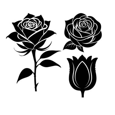 Rose ve Lale Siluet vektör tasarımı