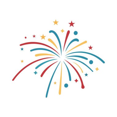 Kutlamalar ve Tatiller için Minimum Renkli Havai fişek Patlatma Vektörü İllüstrasyonu