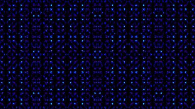 Yüksek Kontrastlı, Büyüleyici Parlak Karanlık Kusursuz Şablon. Siyah bir alanda parlak neon mavisi ve koyu mor renkte çizilmiş soyut geometrik şekiller. Teknoloji geçmişi ya da moda için mükemmel..