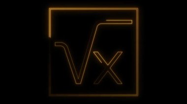 Şeffaf arkaplanda X Glyph sarı renginin Parlayan Neon Çizgisi Simgesi Kare Kökü Matematik ve Cebir Kavramlarını Temsil Etmek İçin Mükemmel