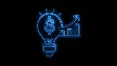 Dolar işareti ve işletme simgesi ile parlayan neon lambası mavi renk, neon iş fikri, iş büyümesi, iş yaratıcılığı, iş düşüncesi ve ilham kaynağı