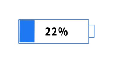 Batarya şarj etme animasyonu kesilmiş mavi renk, çizgi canlandırılmış pil simgesi, canlandırılmış ikon şarj pili şarjı, Battery Fast şarj Kavramı