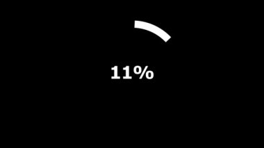 Çember Yükleme ilerleme çubuğu animasyonu 0-100% beyaz renkli, yuvarlak% 100 ilerleme canlandırma kavramı indiriliyor