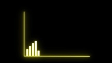 Neon iş grafiği, işletme büyümesi sarı renk animasyonu, Neon hattı iş büyümesi animasyon konsepti, finansal kâr grafiği