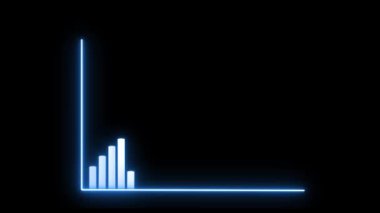Neon iş grafiği, business Growth blue color animasyonu, Neon line business growth animasyon konsepti, mali kar grafiği