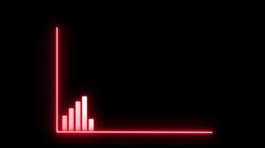 Neon iş grafiği, işletme büyümesi kırmızı renk animasyonu, Neon hattı iş büyümesi animasyon konsepti, finansal kâr grafiği