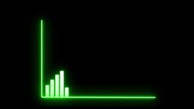 Neon iş grafiği, işletme büyümesi yeşil renk animasyonu, Neon hattı iş büyümesi animasyon konsepti, finansal kâr grafiği