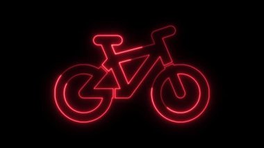 Neon parlayan bisiklet animasyonu kırmızı renk, bisiklet ikonu animasyon konsepti