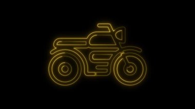 Neon parlayan motosiklet animasyonu konsepti sarı renk, neon motosiklet animasyonu