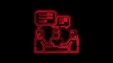 Konuşma baloncuğu sohbet simgesi ile parlayan Neon iletişimi kırmızı renk, iletişim, animasyon konsepti
